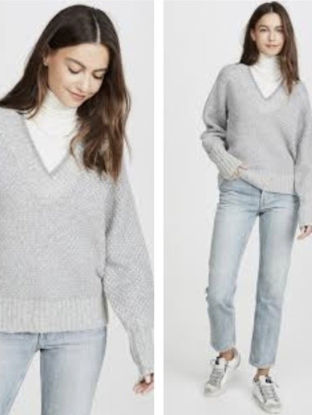 Veronica Beard Mirnie Metallic V-Neck Sweater Alpaca Blend